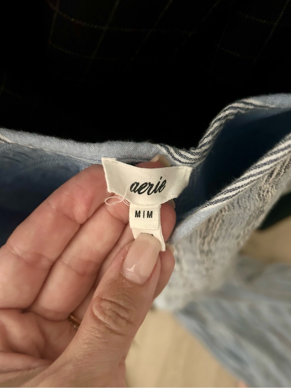 aerie Blue & White Striped Smocked Midi Dress - Picture 7 of 7